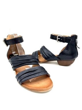 Miz Mooz Cassie leather heeled sandals blue women size 39 US Sz 8.5
